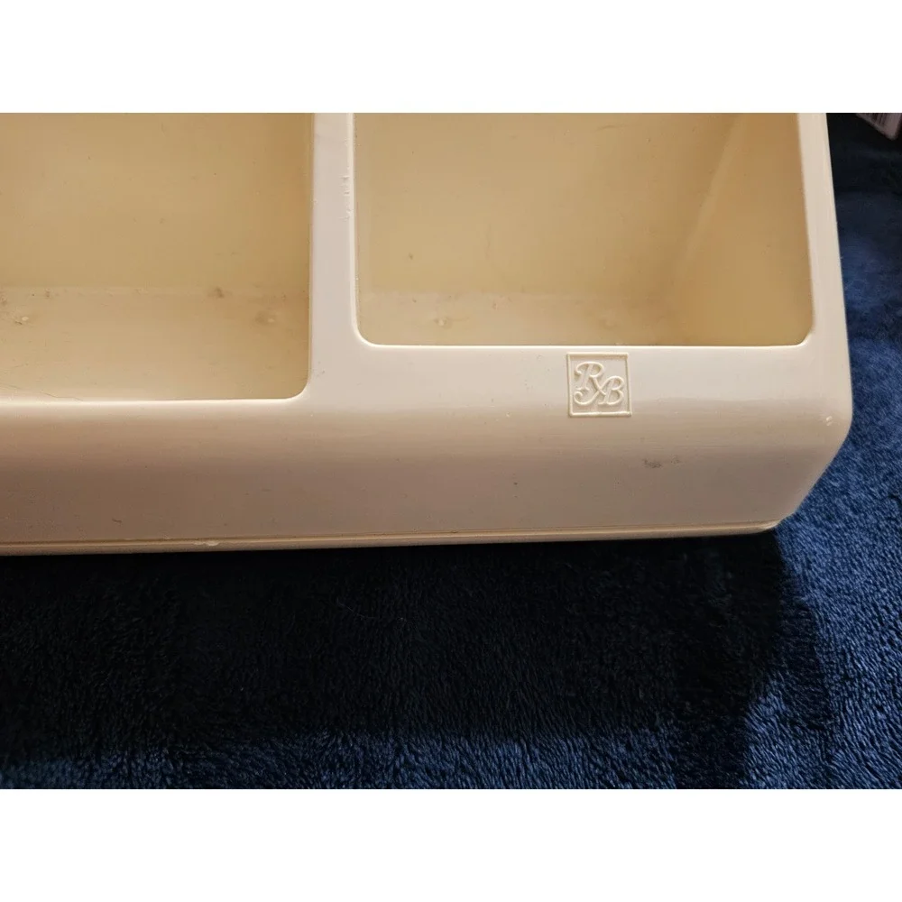 Vintage Burton Barone Cream Makeup Organizer Vanity Caddy Lipstick Holder USA